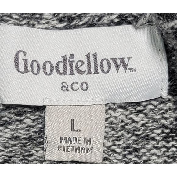 Goodfellow Co Black Marled Mock Collar Shawl Pullover Sweater Large Soft Stretch - Picture 3 of 6